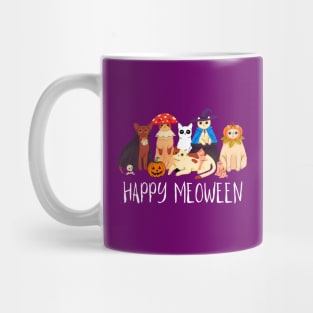 Happy Meoween Creepy Cute Cats Halloween Funny Mug